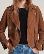Brown Suede Leather Biker Jacket