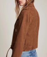 Brown Suede Leather Biker Jacket
