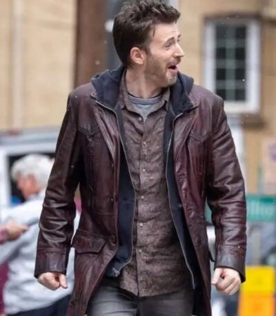 Chris Evans Red One Brown Leather Jacket