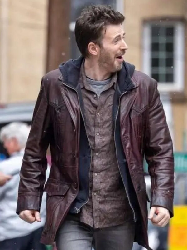 Chris Evans Red One Brown Leather Jacket