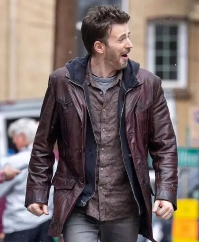 Chris Evans Red One Brown Leather Jacket