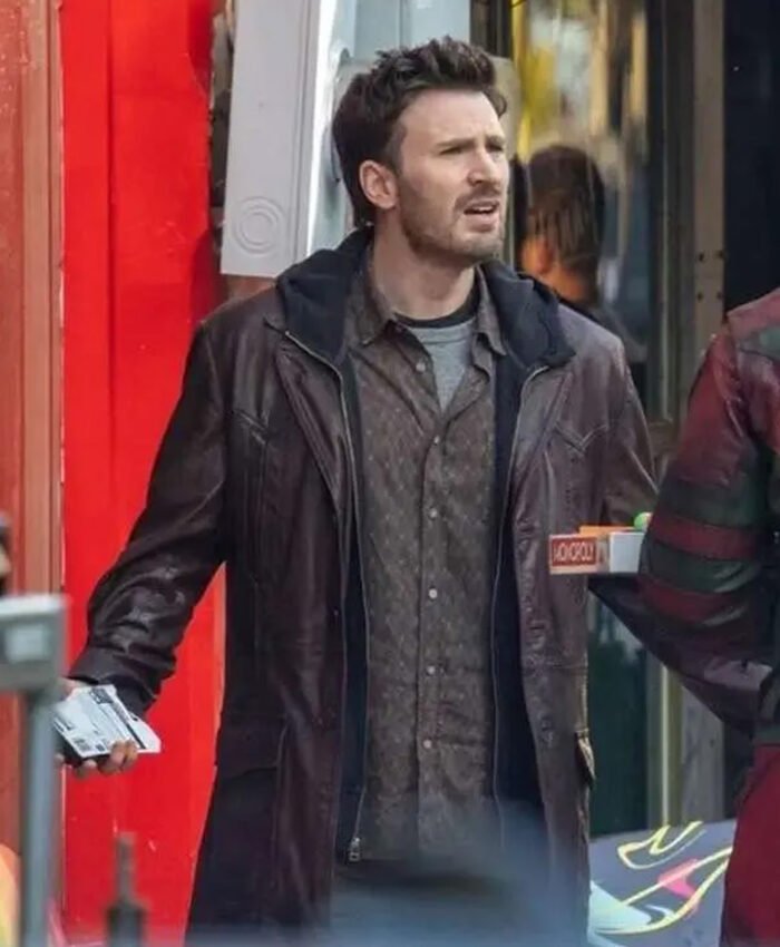 Chris Evans Red One Brown Leather Jacket