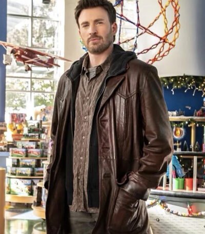 Chris Evans Red One Brown Leather Jacket