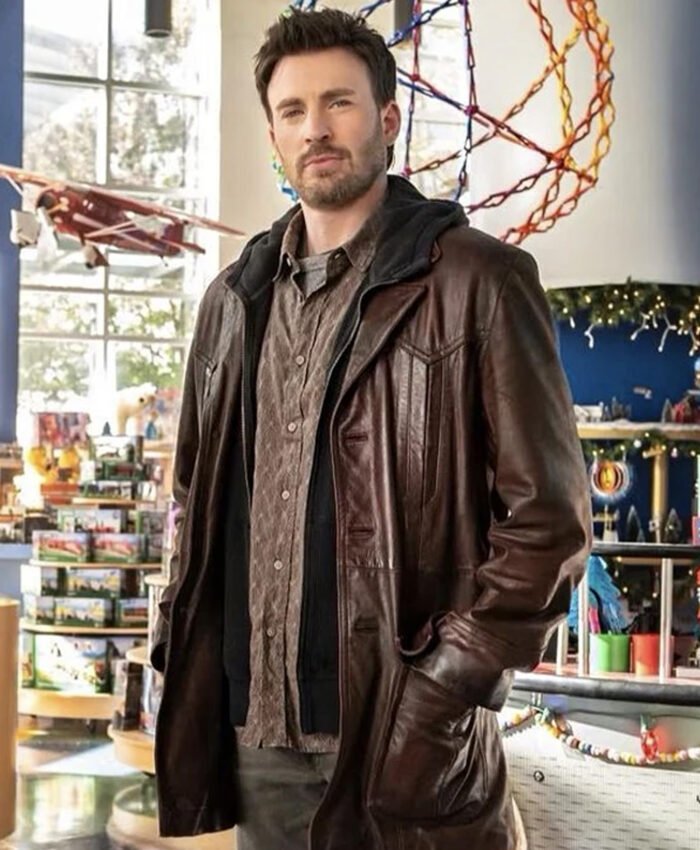 Chris Evans Red One Brown Leather Jacket