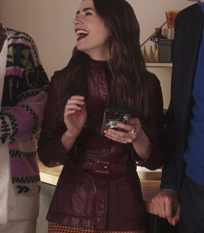 Emily in Paris Red Leather Jacket S04