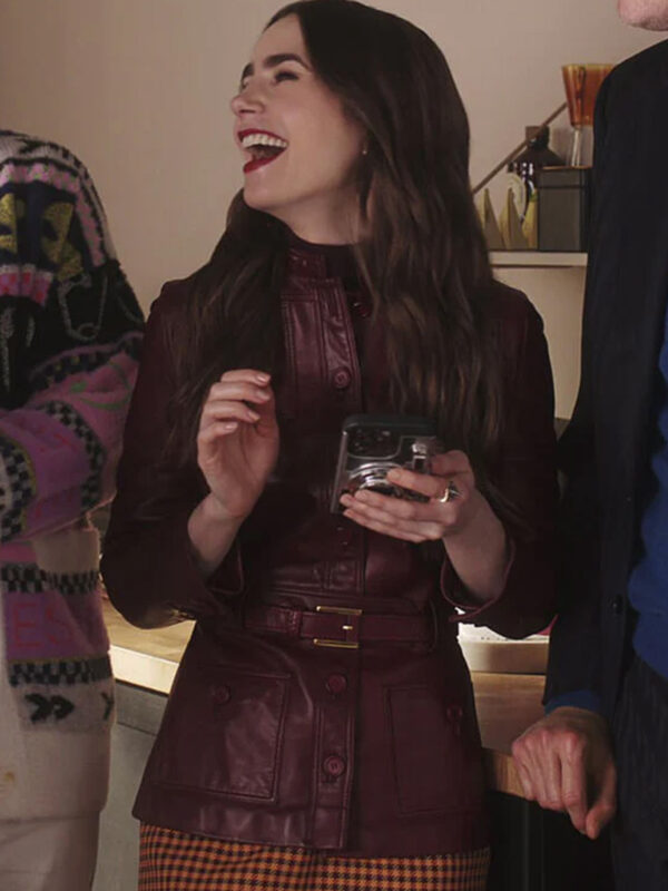 Emily in Paris Red Leather Jacket S04