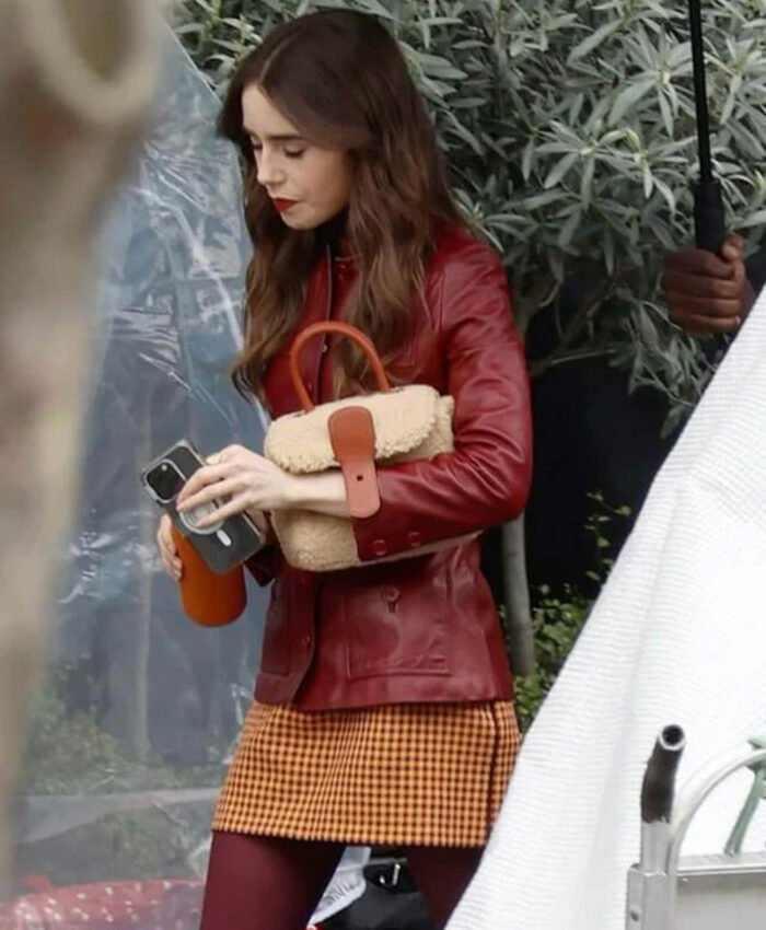 Emily in Paris Red Leather Jacket S04