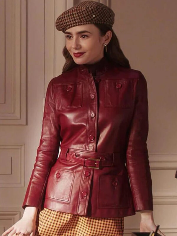 Emily in Paris Red Leather Jacket S04
