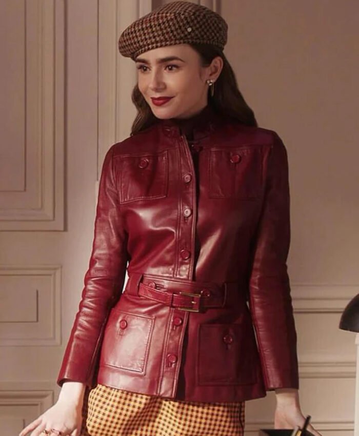 Emily in Paris Red Leather Jacket S04