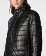 Katrina Leather Packable Puffer Jacket Black