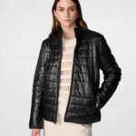 Katrina Leather Packable Puffer Jacket Black