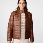 Katrina Leather Packable Puffer Jacket Brown