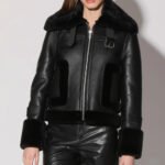 Lianna Black Leather Jacket with Black Fur