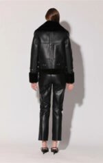 Lianna Black Leather Jacket with Black Fur