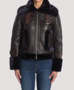 Lianna Genuine Fur Trim Leather Jacket