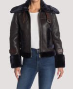 Lianna Genuine Fur Trim Leather Jacket
