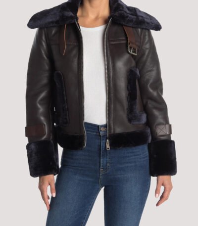 Lianna Genuine Fur Trim Leather Jacket
