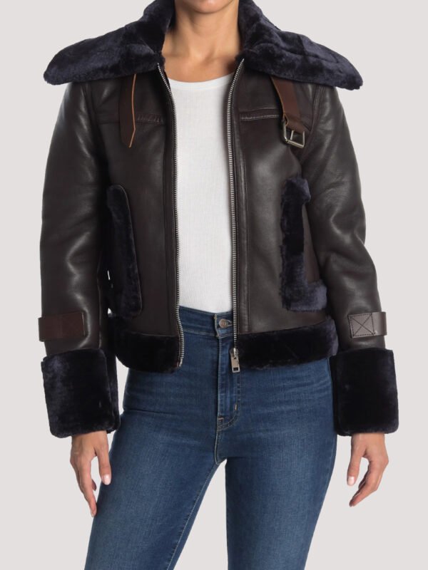 Lianna Genuine Fur Trim Leather Jacket