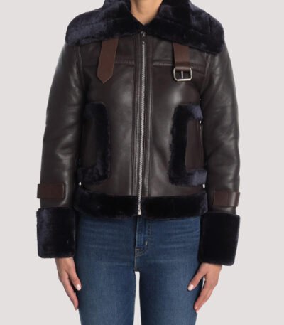 Lianna Genuine Fur Trim Leather Jacket