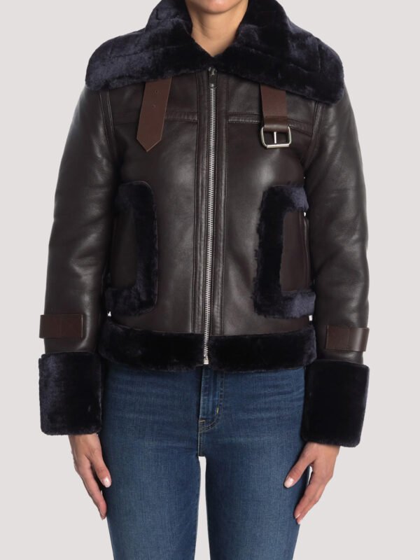 Lianna Genuine Fur Trim Leather Jacket