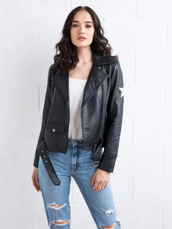 Women Unique Style Star Leather Jacket