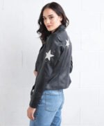 Women Unique Style Star Leather Jacket