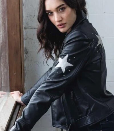 Women Unique Style Star Leather Jacket