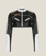 Women Cropped Moto Biker Street Style Jacket