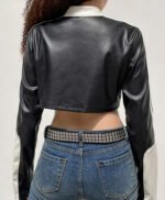 Women Cropped Moto Biker Street Style Jacket