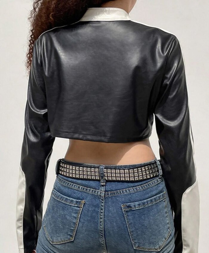 Women's Cropped Moto Biker Street Style Jacket 4