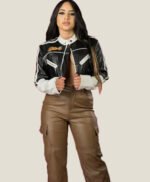 Women Cropped Moto Biker Street Style Jacket