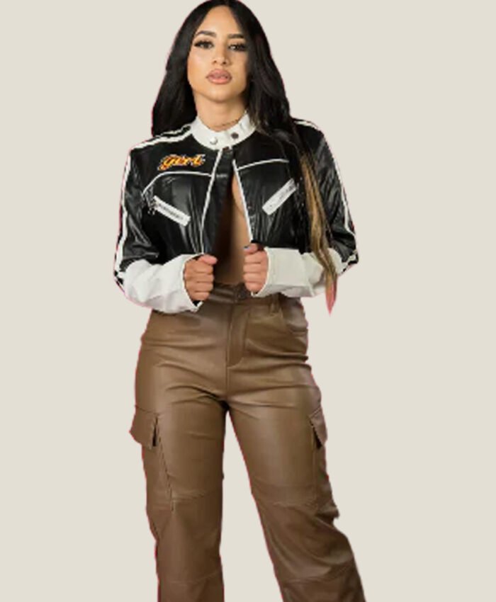 Women's Cropped Moto Biker Street Style Jacket 5