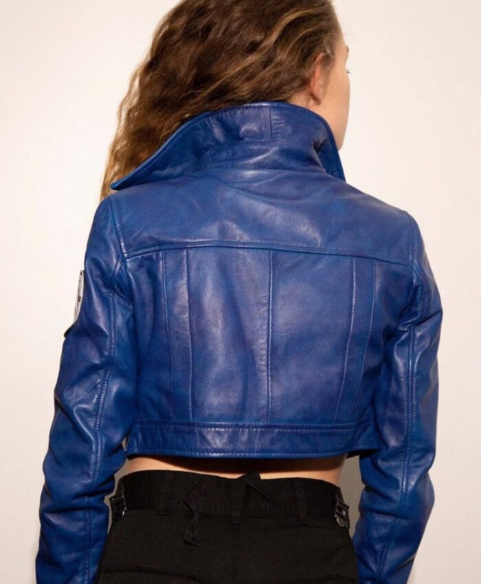 Womens Dragon Ball Future Trunks Blue Leather Jacket