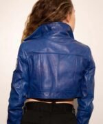Womens Future Trunks Capsule Corp Dragon Ball Blue Leather Jacket