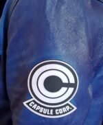 Womens Future Trunks Capsule Corp Dragon Ball Blue Leather Jacket