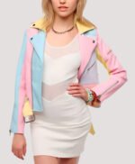 Women’s Rainbow Pastel Faux Leather Jacket