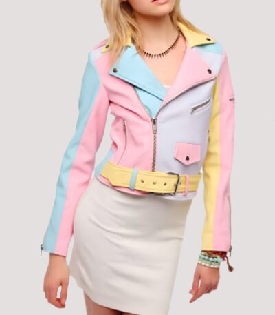 Women’s Rainbow Pastel Faux Leather Jacket