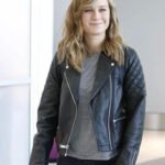 Brie Larson Black Leather Biker Jacket