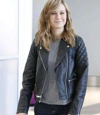 Brie Larson Black Leather Biker Jacket