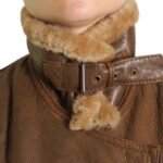 Brown Leather Sheepskin Shearling Jacket Womens