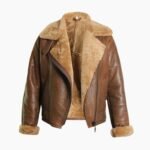 Brown Leather Sheepskin Shearling Jacket Womens