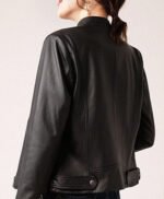 Casual Black Leather Jacket for Women