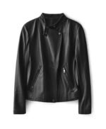 Casual Black Leather Jacket for Women