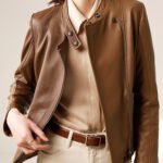 Casual Brown Leather Jacket for Women