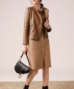 Casual Brown Leather Jacket for Women