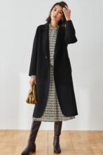 Casual Designer Women Chester Wool Coats Black
