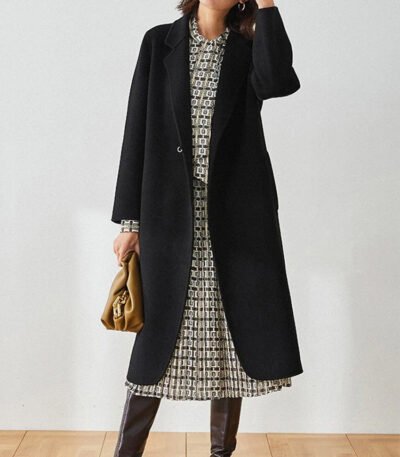 Casual Designer Women Chester Wool Coats Black