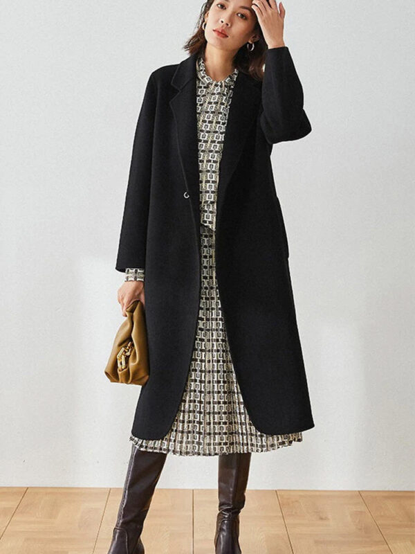 Casual Designer Women Chester Wool Coats Black