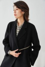 Casual Designer Women Chester Wool Coats Black