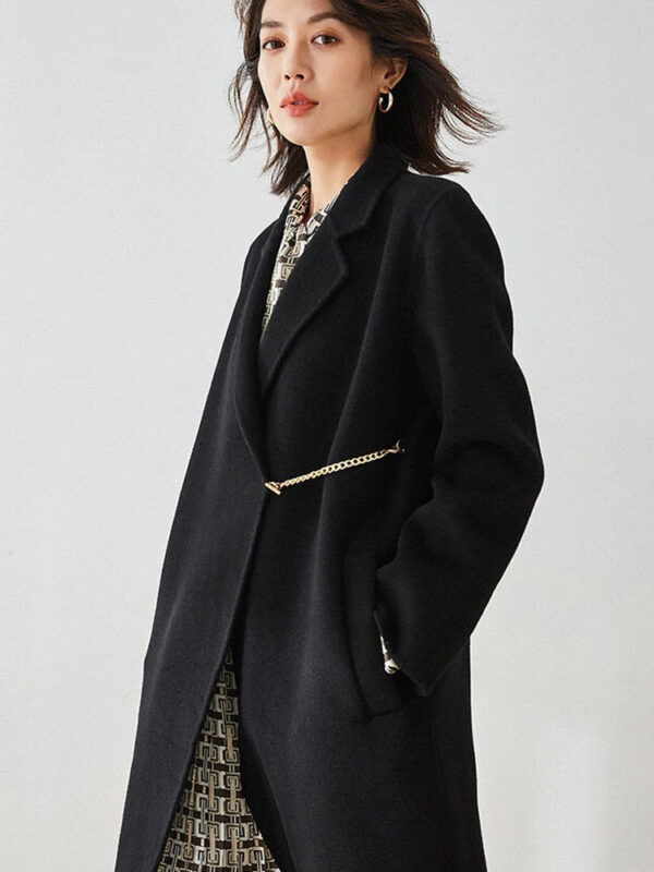 Casual Designer Women Chester Wool Coats Black